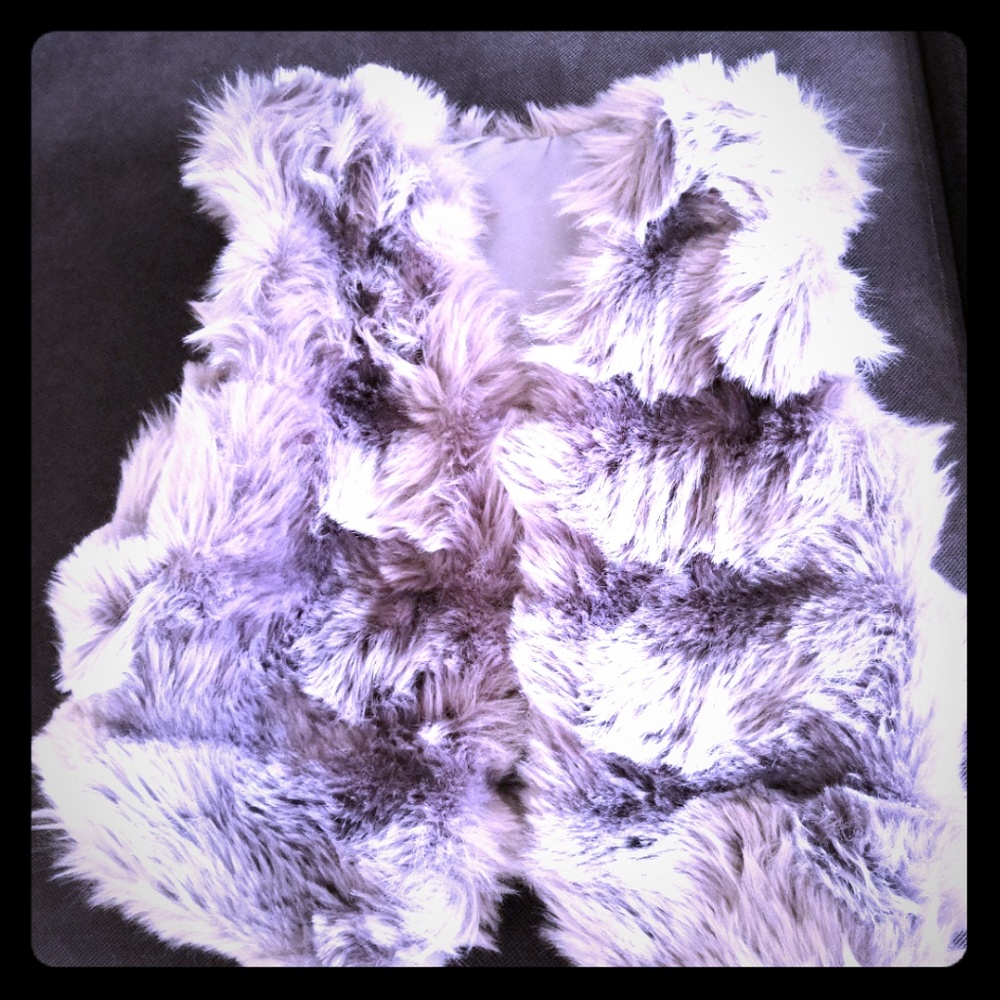 Womens Gray Soft Furry Vest